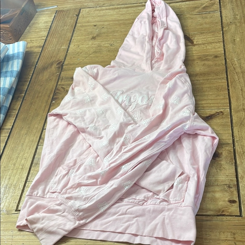 Pink Hooded Sweatshirt with Sports Logo